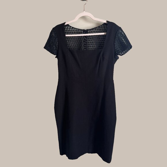 EUC Banana Republic x Roland Mouret Bodycon dress with lace sleeves & open neck - Picture 1 of 9